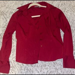 Petite red dress shirt